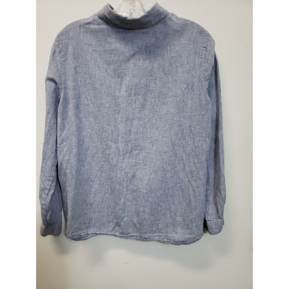 Kim Rogers Size M Blue gray Linen / Cotton Long Sleeve Collared Button Up Shirt - Picture 6 of 6